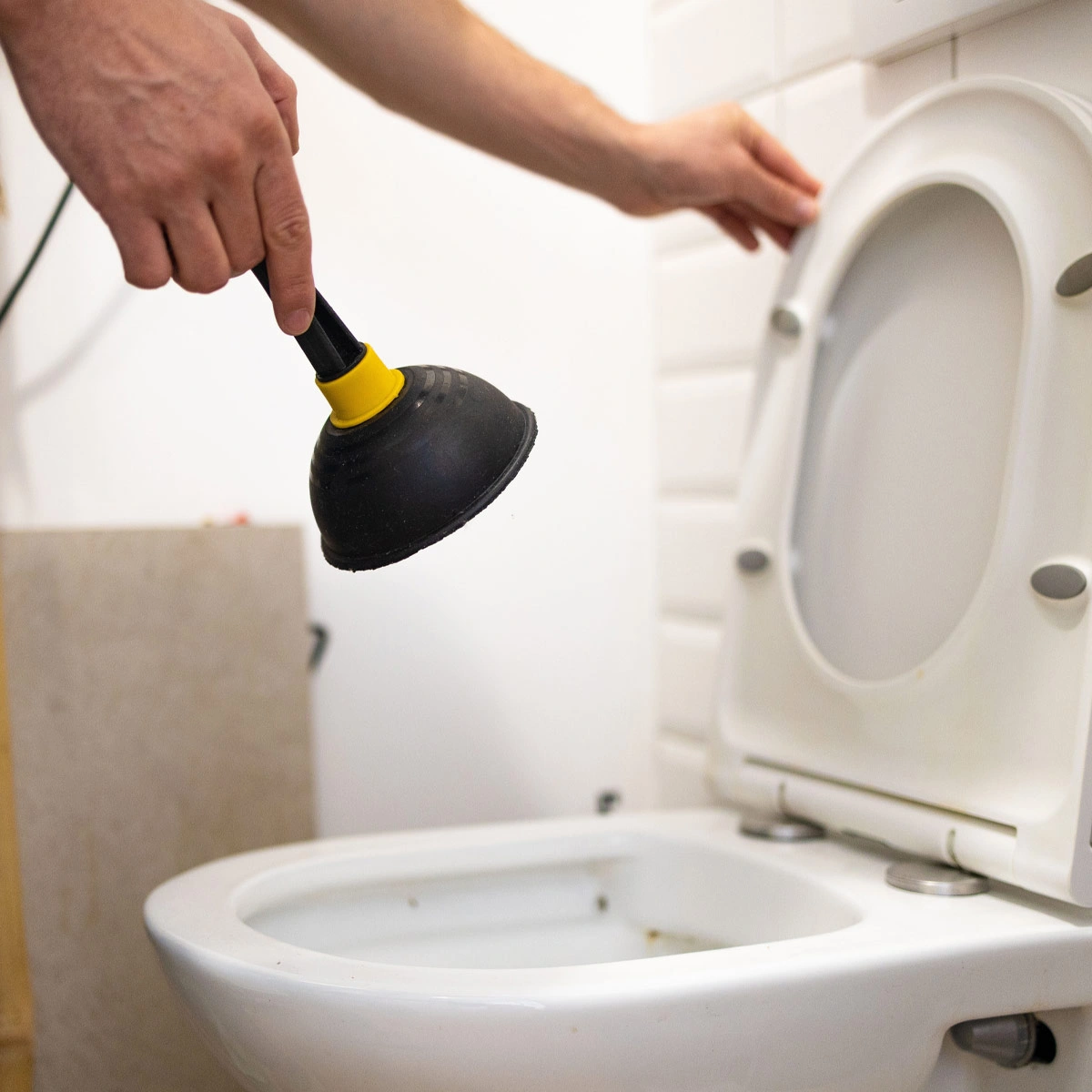 Plunger going into toilet