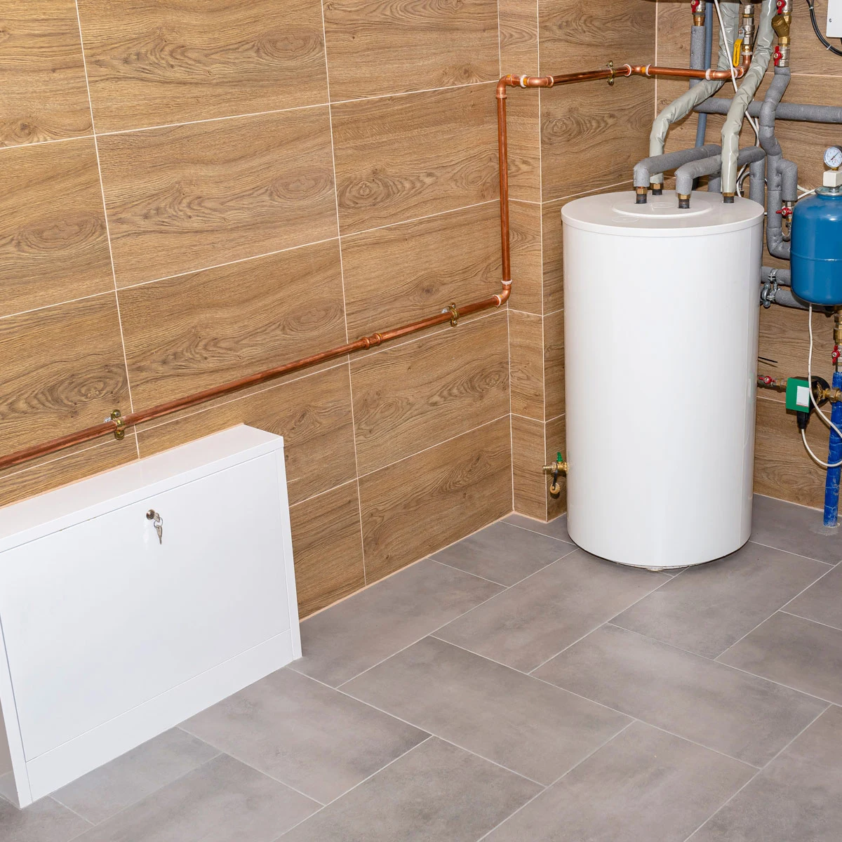 Water heater in a room